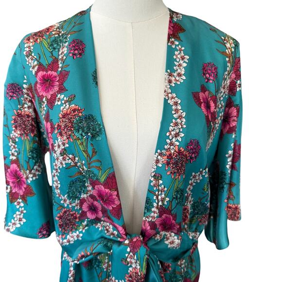 Sandro‎ Tinca Floral-Print Silk Midi Wrap Dress Size FR 36 - Picture 7 of 14